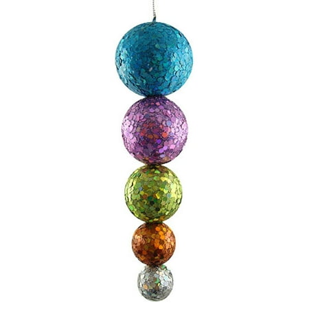 North Star 7" Glitter and Sequin Disco Ball Drop Christmas Ornament - Blue/Pink