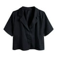 thumbnail image 2 of Chbgutlmr Button down Shirts for Women Short Sleeve Turn down Collar Crop Tops with Pockets Casual Summer Trendy Tops, 2 of 3