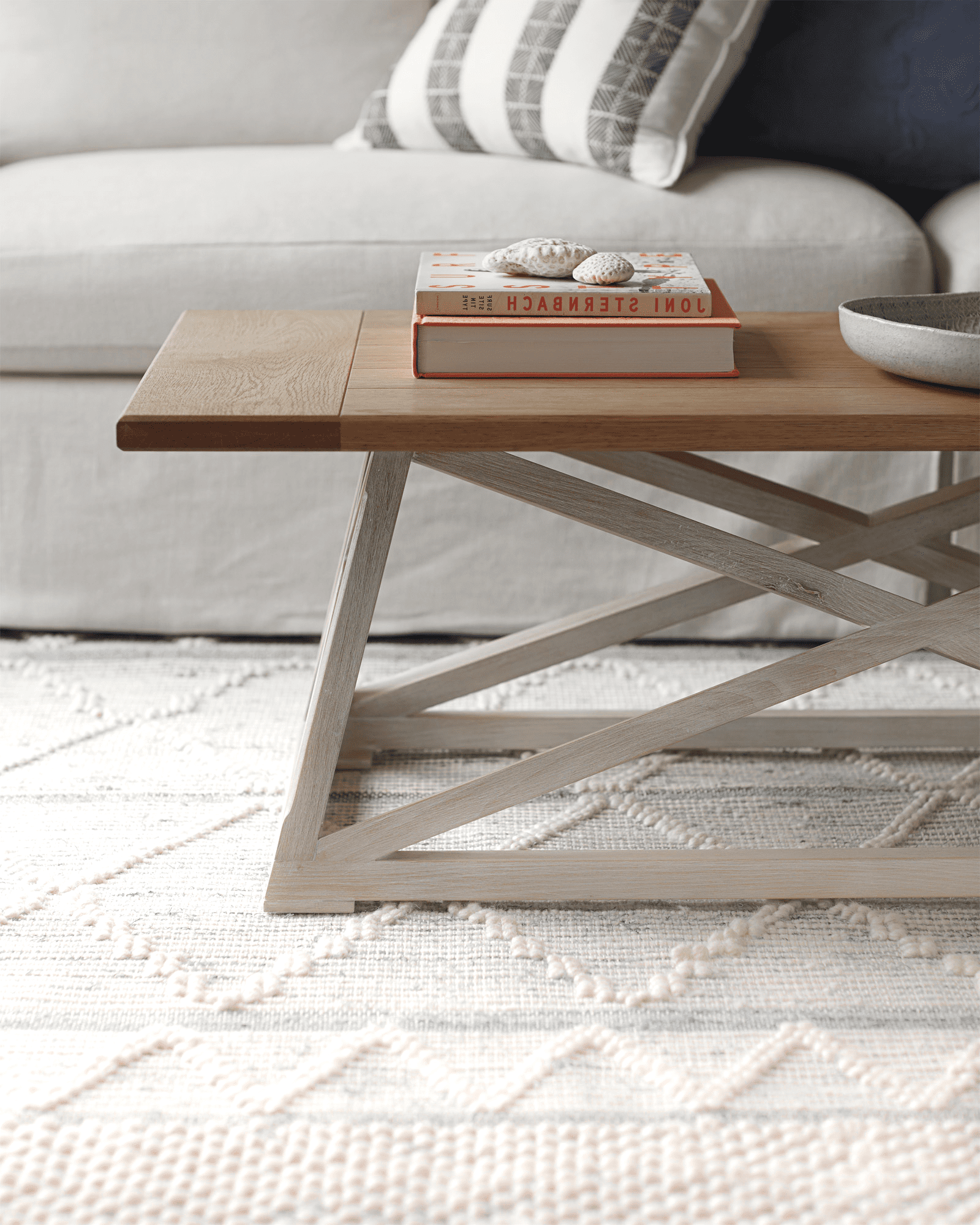 Posh Pollen Finley Costal Two-Tone Ash Wood Rectangle Coffee Table