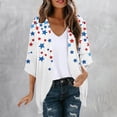 thumbnail image 5 of Otvok Women's Chiffon Cardigans Independence Day Sunscreen Fashionable Casual Printed 3/4 Sleeve Tops, 5 of 7