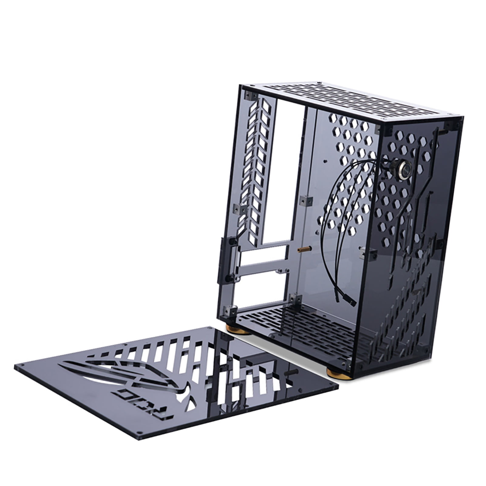 Chassis Portable Small Computer Case Plexiglass Shell Compact PC Case Desktop PC Case Mini-ITX Motherboard  Power Supply