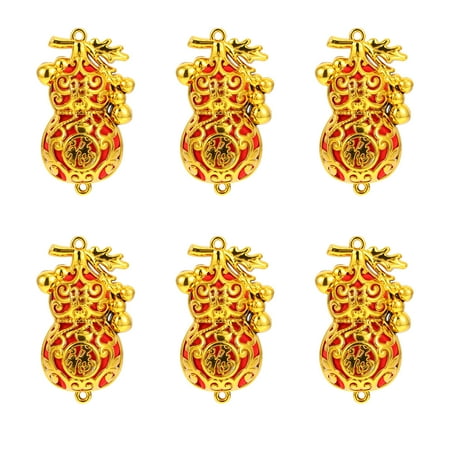 

Hemoton 6pcs Chinese New Year Ornaments Feng Shui Red Gourd Pendant Festival Decor