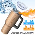 thumbnail image 5 of 40oz Tumbler with Handle and Straw, Vacuum Insulated Stainless Steel Travel Mug, Fits Car Cup Holder, Wood Print, 5 of 6