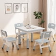 thumbnail image 1 of Kids Table and 4 Chairs Set with Graffiti Desktop, Height Adjustable Toddler Table and Chairs Set for Reading, Drawing, Playing, Eating, 1 of 9
