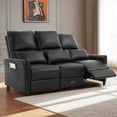 thumbnail image 2 of IPKIG 74" RV 3-Seater Manual Recliner Sofa with Flip Backrest, Drawer, USB Ports, AC Sockets & Cup Holders for Home Theater & Living Room, PU Leather Black, 2 of 10