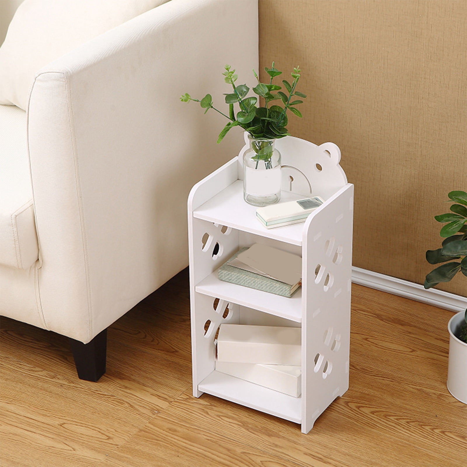 Ycandiee Small Bookshelf for Small Spaces, 3-Tier White Bookcase, Storage Organizer Stand Shelf Holder, Compact Mini Short Bookshelf for Bedroom, Living Room, Office, Kids Room