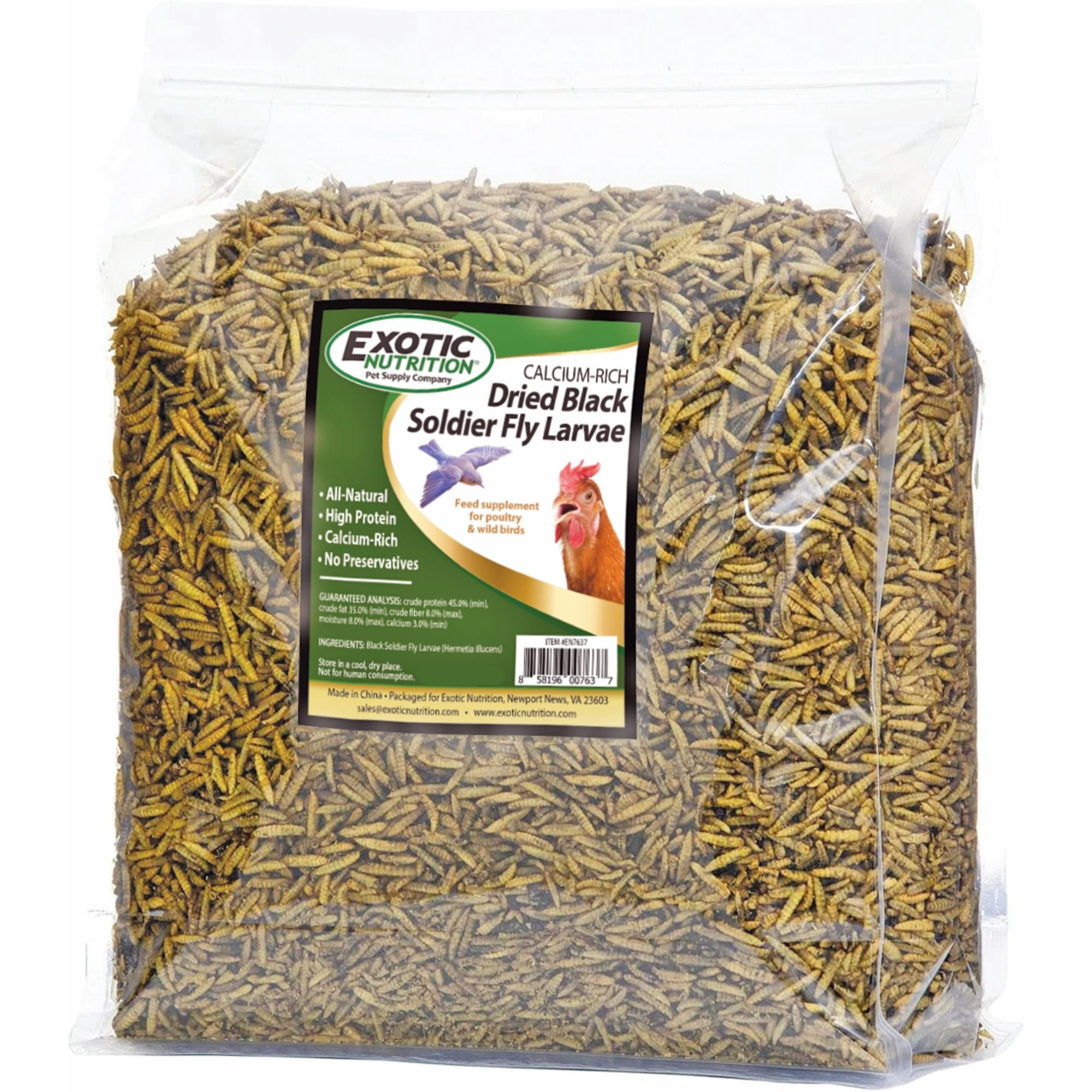 Exotic Nutrition Dried Black Soldier Fly Larvae 60 lb.