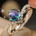 thumbnail image 2 of K-KED Women Gorgeous Round Cubic Zircon Ring 925 Silver Filled Wedding Delicate Jewelry Sz 5-12-7-Green, 2 of 8