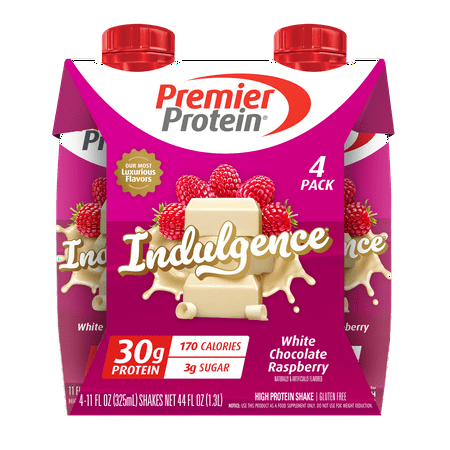 Premier Protein Indulgence Protein Shake, White Chocolate Raspberry, 30g Protein, 11 fl oz, 4 Ct