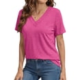thumbnail image 2 of MOSHU Deep V Neck Womens Tops Curved Hem Shirts for Women Fashion Trendy Blouses Casual Loose Fit Tees Tops, 2 of 8