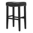 thumbnail image 5 of 29" Inch Upholstered Backless Saddle Seat Counter Stool, Black/Leather, 5 of 8