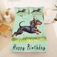 thumbnail image 5 of Homewish Dachshund Balloon Queen Sheets,Pet Lovers Queen Sheet Sets,Green,Happy Birthday Print Decor,4 Pieces,1 Flat Sheet, 1 Fitted Sheet and 2 Pillowcases, 5 of 6