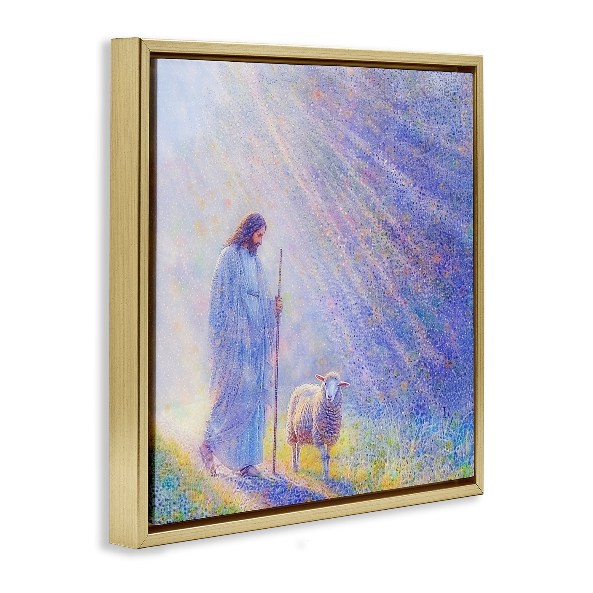 Guiding Light Shepherd Gold Framed Floater Canvas Wall Art, design by Ivan Guaderrama