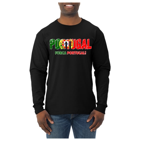 Wild Bobby Portugal Flag Pride Graphic Forca Portugal | Unisex Novelty T-Shirt | Soccer Football Fan Gift for Men Women Unisex Men Long Sleeve Shirt
