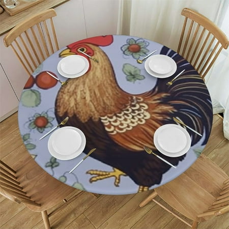 

HAOXIT Seamless Doodle Hens and Chickens on Light Purple Round Table Cloth Circle Table Dinner Tablecloth Desk Cloth Cover for Home Party Wedding 54-58