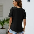 thumbnail image 2 of Defitshape Women's Short Sleeve T Shirt Soft Top Puff Sleeve Cute Ruffle Square Neck Casual Summer Bell Sleeve Blouse Black Large, 2 of 4