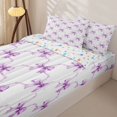 thumbnail image 3 of Homewish Kawaii Bow Zipper Full Size Comforter Sets with Fitted Sheet and 2 Pillowcases For Girls,Purple Bowknot Bowtie Zipper Bedding Set,Colorful Stars Reversible,4-Piece, 3 of 7