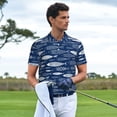 thumbnail image 3 of Fotbe Ornamental Fish Pattern Men’s Golf Polo Shirt – Breathable Performance Golf Shirt with Button-Down Collar-4X-Large, 3 of 6