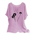 thumbnail image 2 of Mceream Summer Blouses for Women 2026 Trendy Floral Print Round Neck Raglan Sleeve Shirts Casual Cotton Linen Asymmetrical Hem Top Loose Fit Pink XXL, 2 of 5