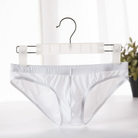 

Livesture Men s Ice Silk Seamless Underwear Bulge Bag Ultra-thin Men White L