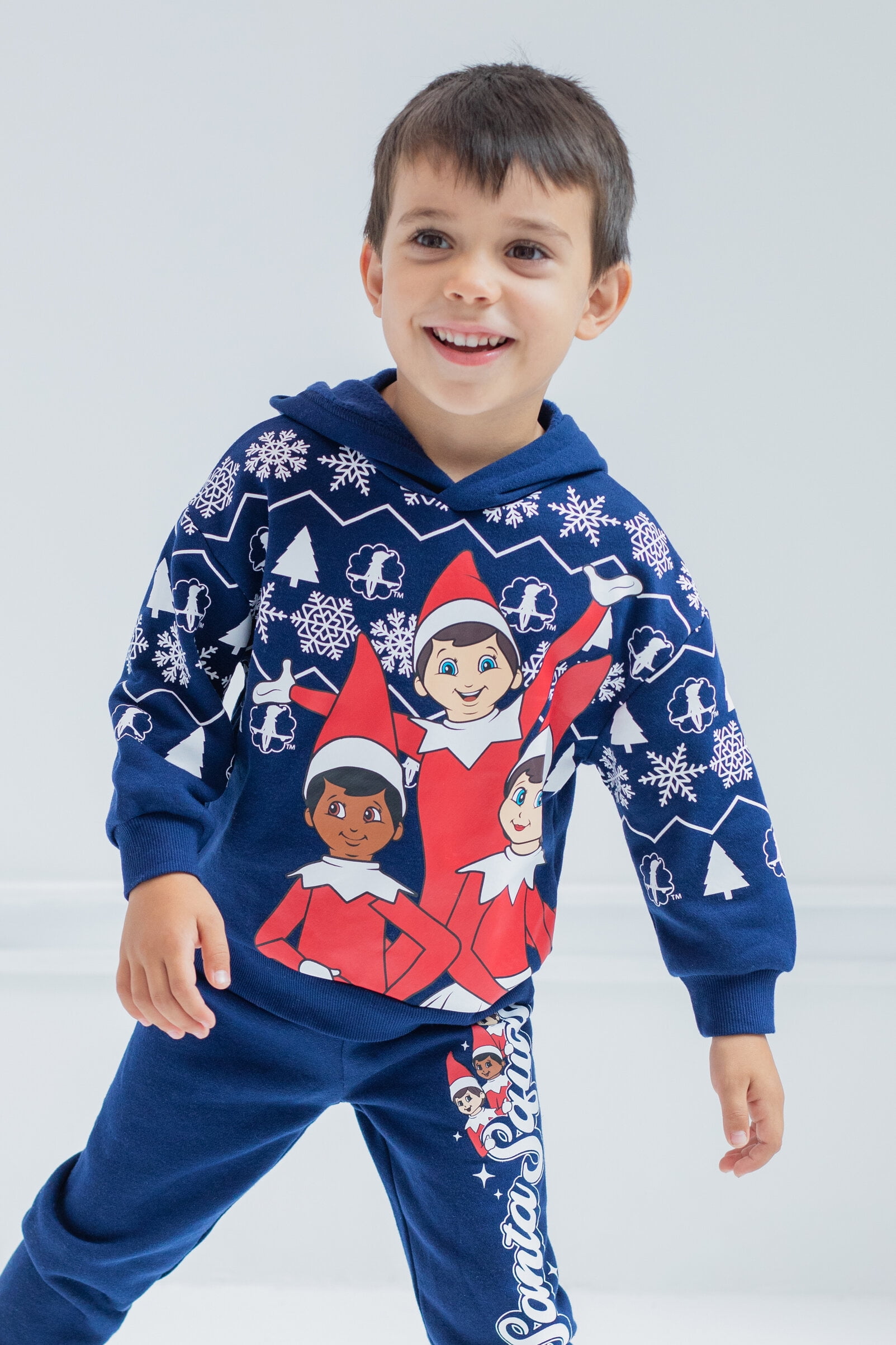 The Elf on the Shelf Christmas Big Boys Fleece Hoodie and Pants Outfit Set Blue 18-20