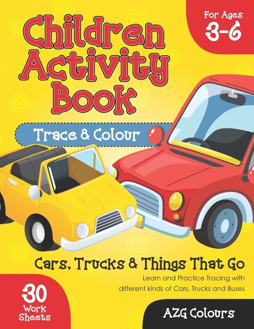 Cars, Cats and Bugs Coloring Books: Children Activity Book Trace and
