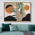 thumbnail image 2 of IDEA4WALL Framed Canvas Print Wall Art Set Mid-Century Jungle Palm Leaf Landscape Nature Illustrations Modern Art Rustic Decorative for Living Room, Bedroom, Office - 16"x24"x2 Natural, 2 of 5
