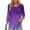 Purple, variant on BangWanChi Women's New 3/4 Sleeve Round Neck Cover Casual Pleated Tunic Top Curved Hem Printed Fashion Tops