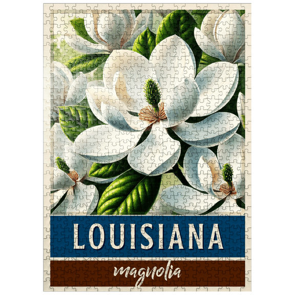 MyPuzzle - State Flowers Series: Louisiana, Magnolia - Premium 500 Piece Jigsaw Puzzle for Adults