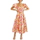 thumbnail image 1 of Vestido PRETTYGARDEN Floral Naranja con Fruncido y Volantes Midi Talle S, 1 of 8