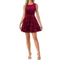 thumbnail image 1 of Vestido de terciopelo mini sin mangas de estrellas brillantes para mujeres Inspire Chic con estilo elegante para fiestas y ocasiones especiales L Burdeos, 1 of 6