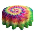 thumbnail image 4 of Colorful Tie Dye Pattern Round Tablecloth 60"x60",Wrinkle Wipeable Table Cloth for Kitchen Dining Room Picnic Patio Party, 4 of 6