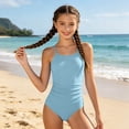 thumbnail image 4 of Bigetiay Girls One Piece Swimsuits Classic Spaghetti Strap Ruched Swimwear Kids Bathing Suits 15-16 Years, 4 of 7