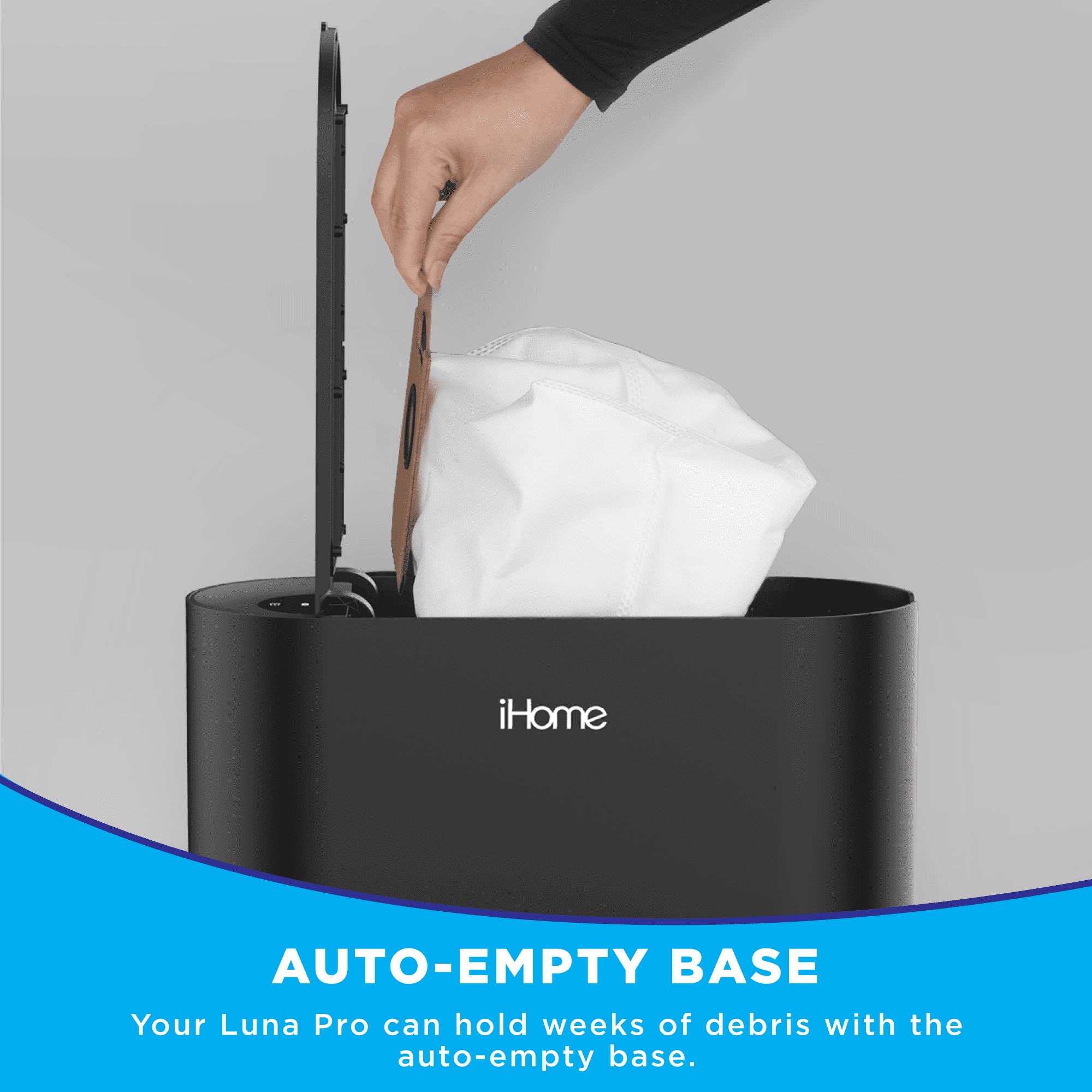 iHome AutoVac Luna Pro New 3-in-1 Robot Vacuum and Vibrating Mop with Auto Empty Base, Self-Emptying, Smart Mapping, Wi-Fi Connected, LIDAR Navigation, Mop Combo, Pet Hair, Hard Floor, Carpet