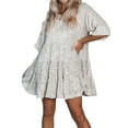 thumbnail image 6 of LMLYSoH Women Sequined Dresses, Round Neck Short Sleeves Solid Color Casual Party Spring Summer Dress, 6 of 9