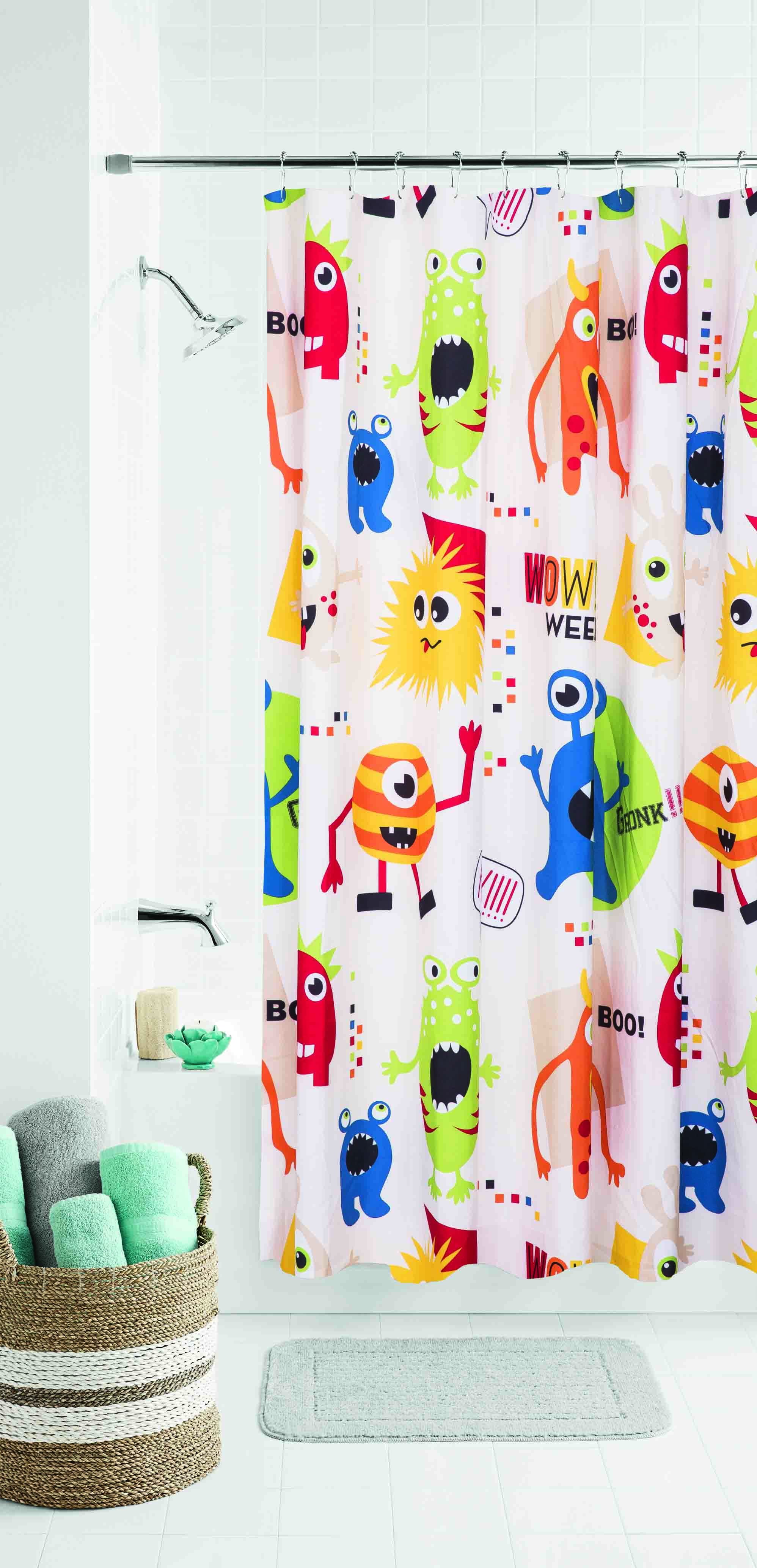 Mainstays Kids Monster Mix Coordinating Fabric Shower Curtain