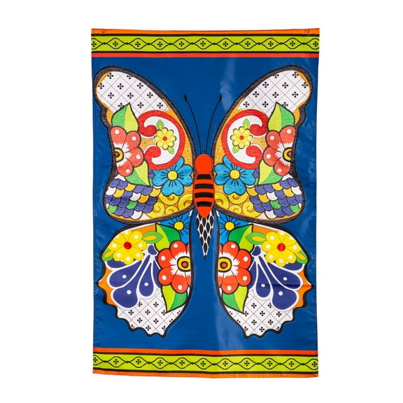 Talavera Butterfly Applique House Flag
