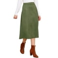 thumbnail image 4 of INSPIRE CHIC Suede Midi Skirts for Women's Work Casual Fall Winter A Line Skirt Trendy XL Dark Green, 4 of 5
