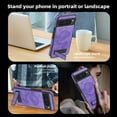 thumbnail image 3 of Dteck Magnetic Case for Google Pixel 9, Compatible with MagSafe, PU Leather TPU Bumper Shockproof Protective Cover with Kickstand,Purple, 3 of 6