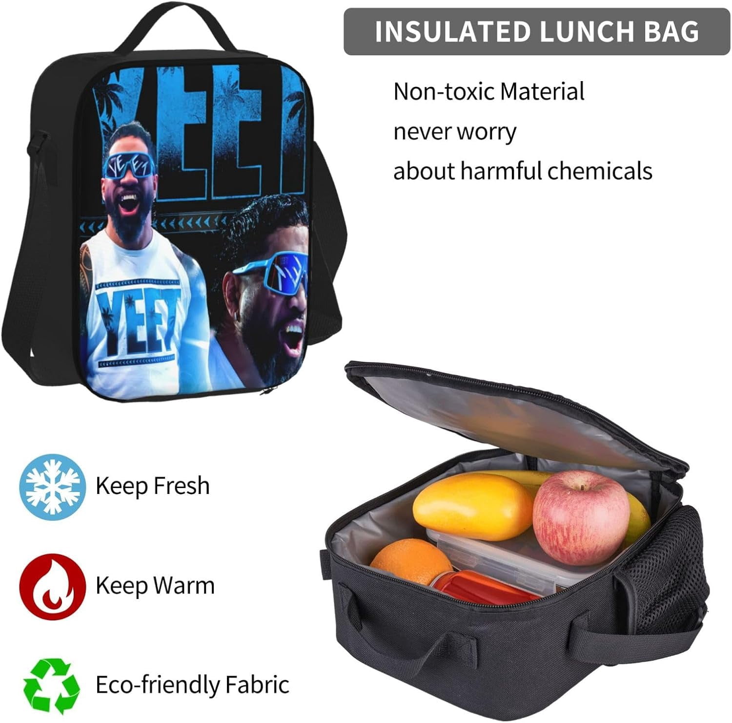 Jey USO Wrestler Backpack 3 Pieces Set With Lunch Bag And Pencil Case Combination for Work/Sport/Picnic Stylish Laptop Backpack Travel Daypack Stationery Bag