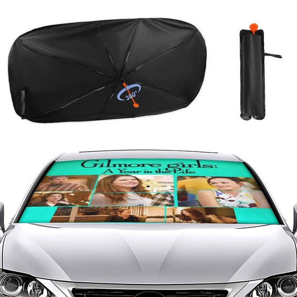 Las Chicas Gilmore Sombrilla Solar para Auto - Protector de Parabrisas Plegable | Cortina Solar Delantero | Bloqueo UV y Aislamiento de Calor 133x73cm
