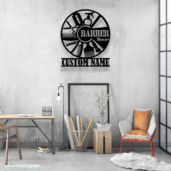 Craftnamesign Custom Barber Shop Metal Sign, Custom Hair Stylist Name Sign, Hair Salon Decor