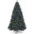 thumbnail image 1 of HAPPYGRILL 7.5FT Pre-Lit Artificial Christmas Tree with 650 LED Lights, New PVC Spruce Tree with Solid Metal Stand, 1075 Branch Tips, UL-Certified Transformer, 1 of 7