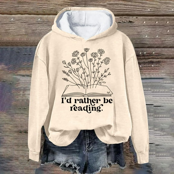 QUINDOS Womens Hoodies Plus Size Fleece Womens Sweatshirts Casual Long Sleeve Crew Neck Graphic Pullover Tops