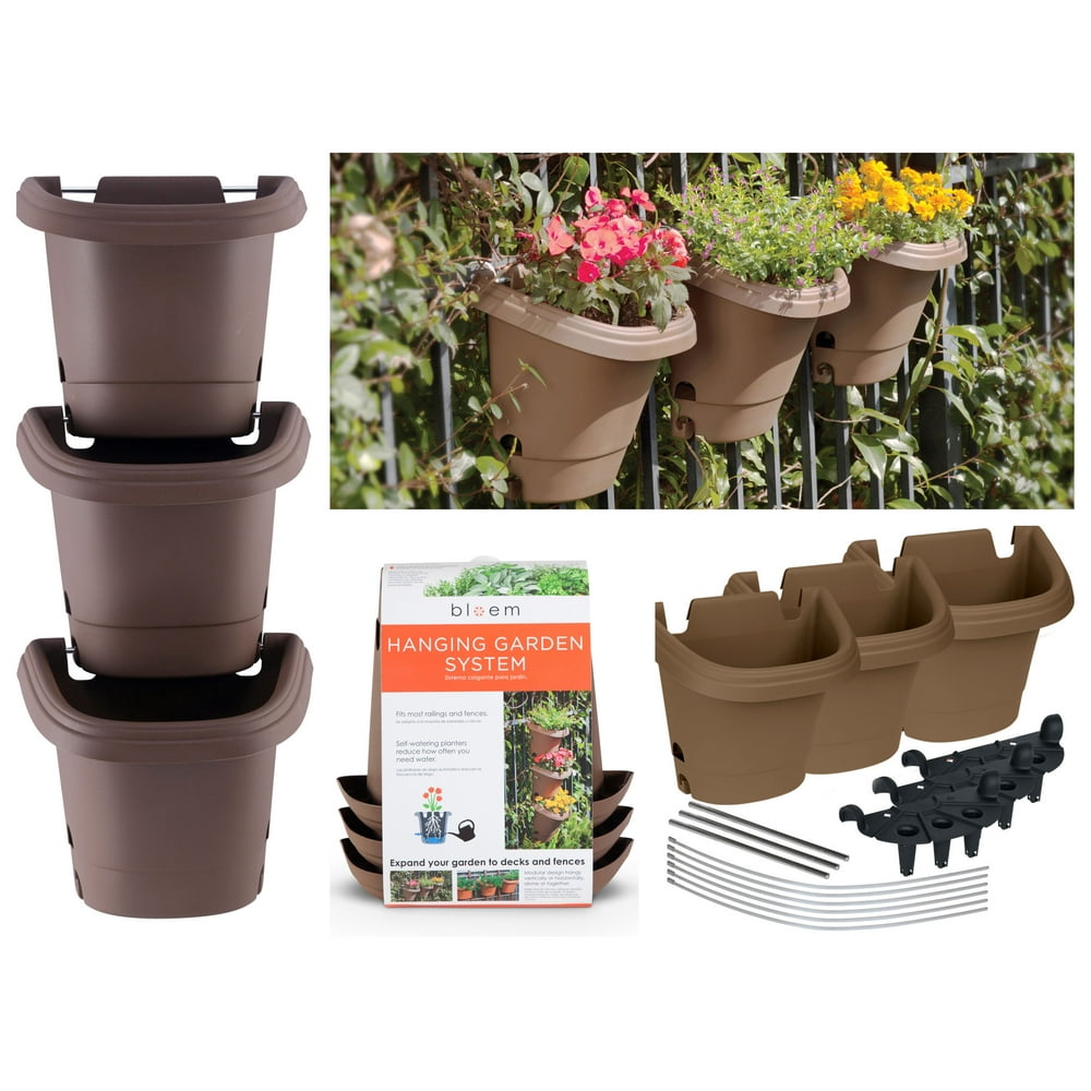 Bloem Hanging Garden Planter System 3 Pack Chocolate