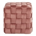 thumbnail image 2 of DeeHome Square Braided 16" Ottoman in Blush Pink Velvet by LumiSource, 2 of 6