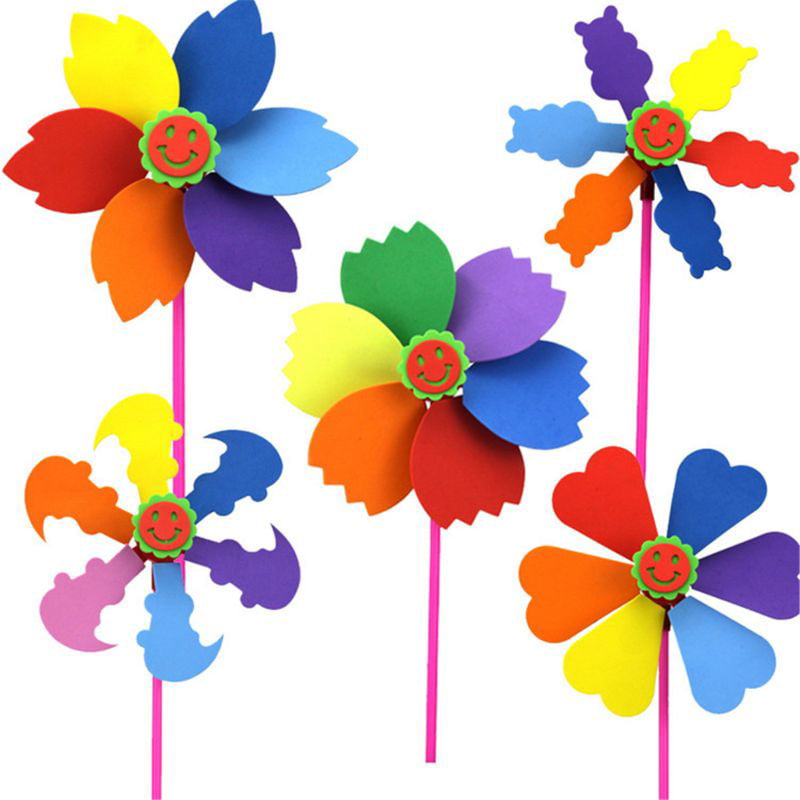 6Pcs DIY EVA Windmill Pinwheel Wind Spinner Kids Toy Garden Lawn Party Decor Toy 