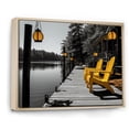 thumbnail image 2 of Designart "Yellow And Grey Lakehouse Dockside Charm I" Landscapes Floater Framed Canvas Wall Art, 2 of 7