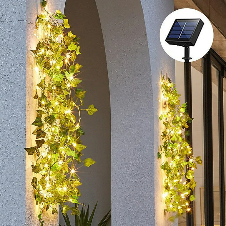 GEEKEO Solar Fairy Lights Curtain Outdoor, Artificial Ivy Green Leaf String  Lights 10M/32.8FT 100 LEDs Fairy Lights Outdoor Solar Interior for Bedroom