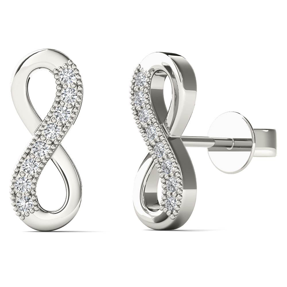 aaXia 10K White Gold Diamond Accent Infinity Stud Earrings